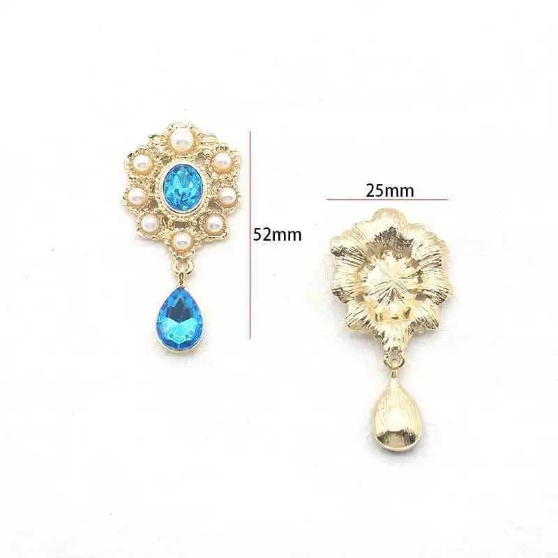 2 pz/OFXSHIP Orecchini pendenti con strass ovali con perle dorate Accessori per capelli fai da te in stile europeo Decorazione con nodo a farfalla