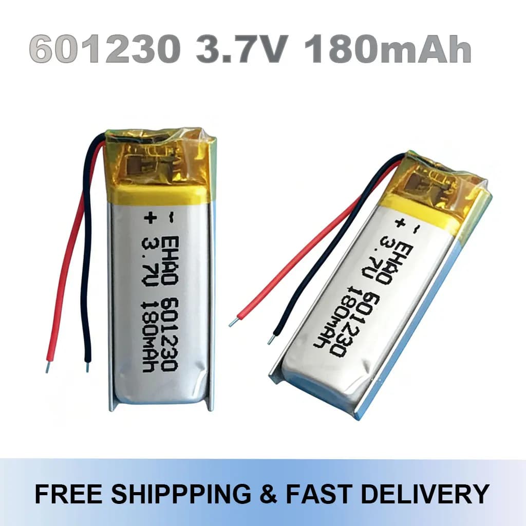 601230 Batteria ricaricabile ai polimeri di litio da 3,7 V 180 mAh per smartwatch, altoparlante Bluetooth, auricolare MP3, penna video