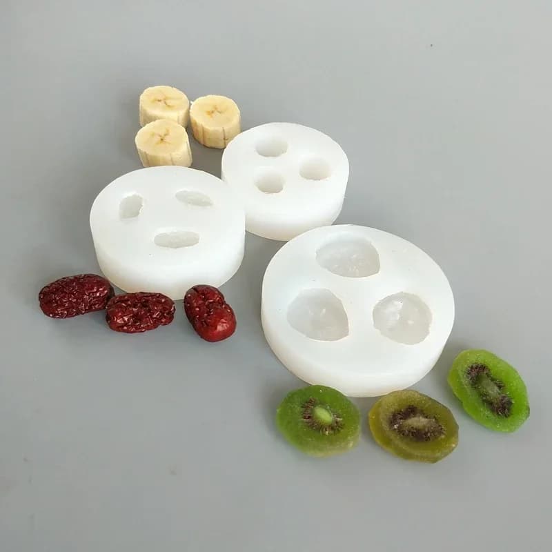 Stampi in silicone per frutta 3d Fette di banana Kiwi Giuggiola secca Frutta Torta fondente Stampo per cioccolato Decorazione torta Stampi in resina fai da te