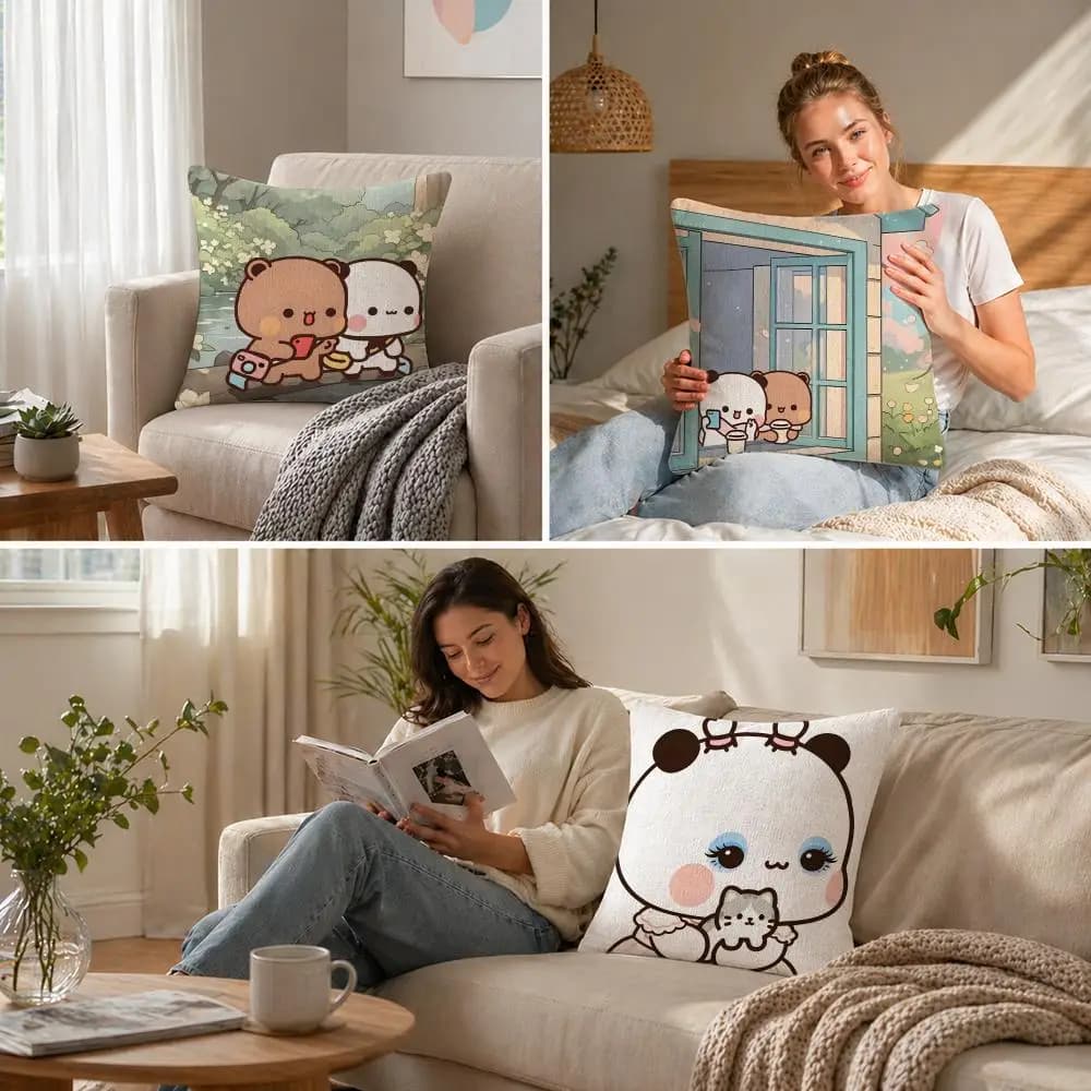 Set di Federe per Cuscini B-bubu e Dudu in Lino Naturale, Decorazione Completa per Divano, Camera da Letto e Sedia