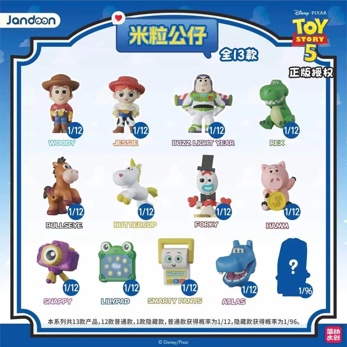 Jandoon Disney Toy Story Woody Jessie Buzz Lightyear Mini Grain Mystery Blind Box Gifts Toy Model Anime Figures Collect Ornament