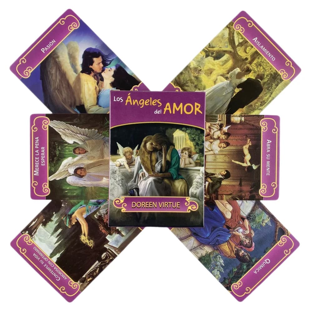 Carte Oracolo Los Angeles Del Amor, un mazzo di 44 tarocchi in inglese o spagnolo, edizione divinatoria, giochi da tavolo