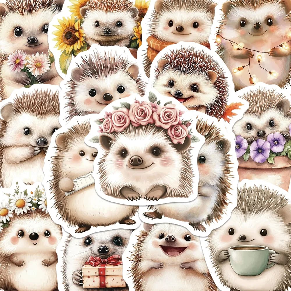 50 pezzi simpatico cartone animato riccio adesivo divertente piccolo animale decalcomania notebook fai da te telefono bagaglio casco tavola da surf adesivo per adolescenti regalo