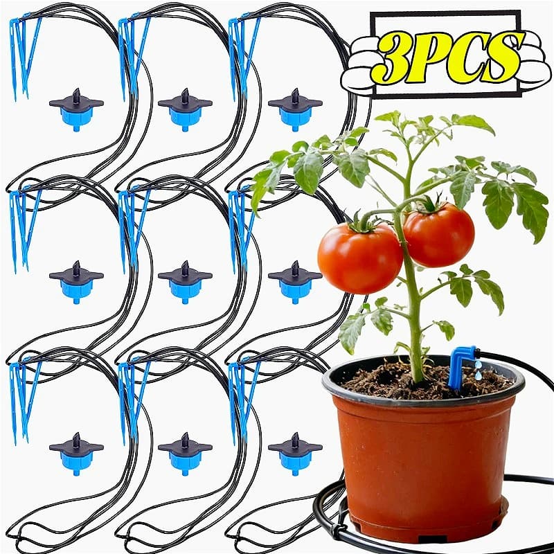 Dispositivo di Irrigazione Automatica 1/3x in PVC per Giardino e Piante, Sistema a Goccia con Quattro Punte e Turbolenza