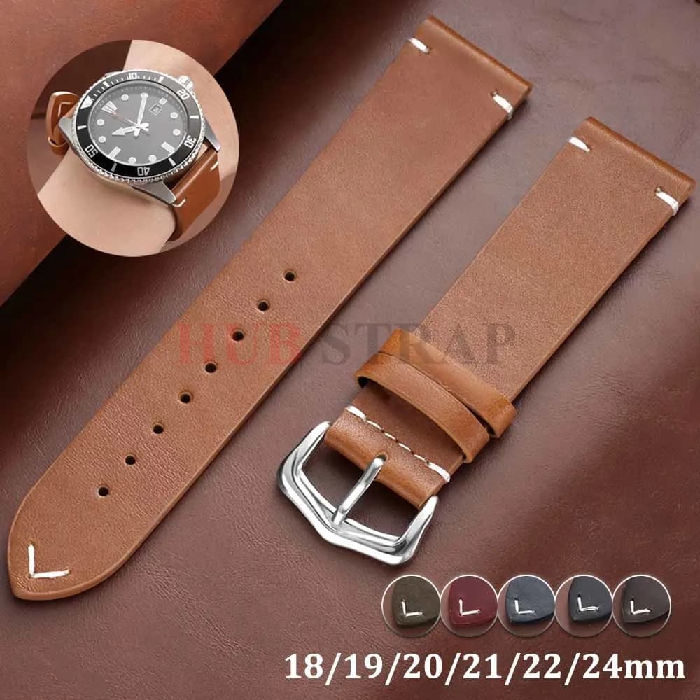 Retro Frosted Cowhide Genuine Leather Watch Straps 18/19/20/21/22/24mm High Quality Watchband for Men Women Watch Accessories