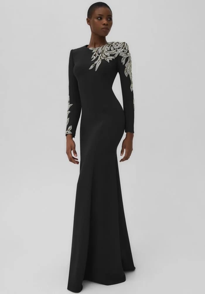 Customized Classic Jersey Beading Sequined Draped A-line O-Neck Long Dresses Bespoke Occasion Dresses Retro Fashion High quality