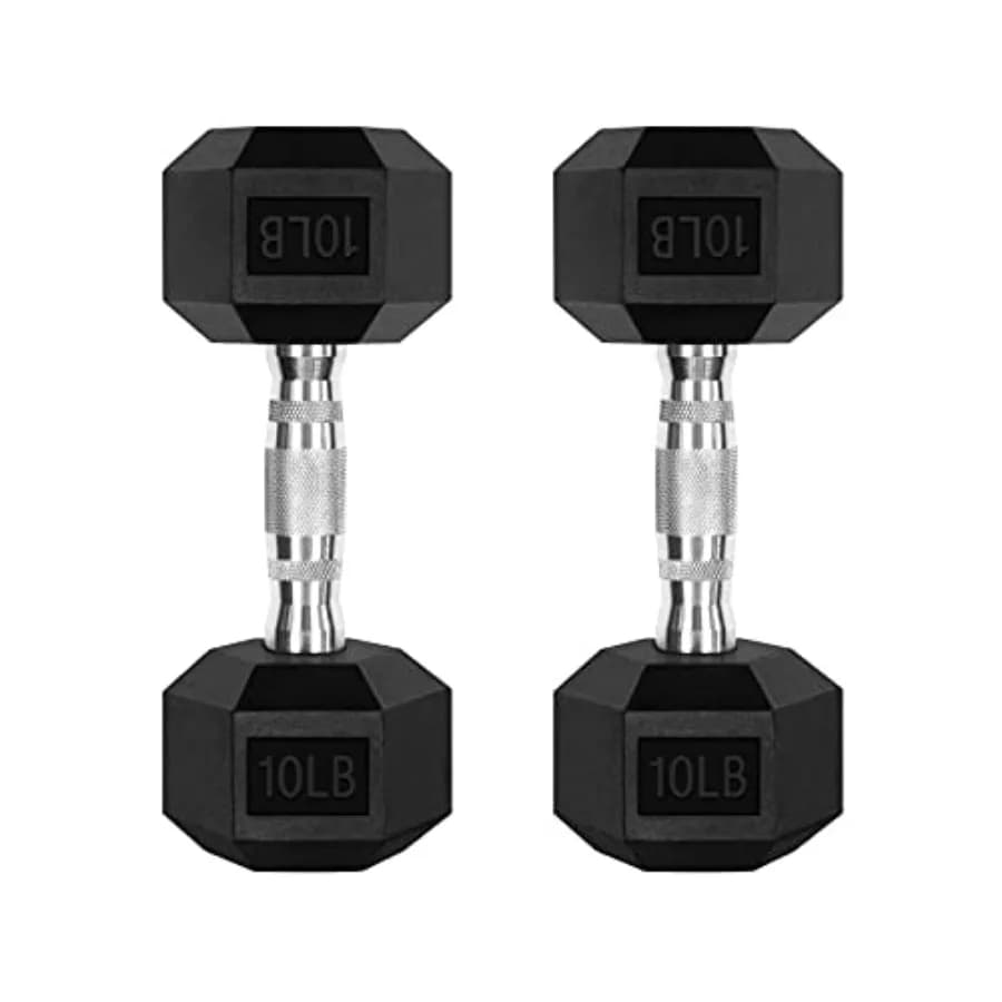 Set di manubri esagonali rivestiti in gomma con supporto, 5 kg - per allenamento di forza in palestra domestica, impugnatura zigrinata antiscivolo, esagonali, antirotolamento, resistenti