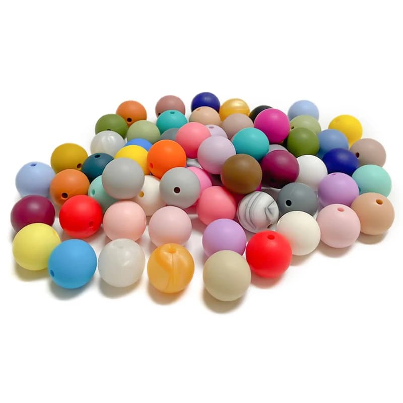 50 perline in silicone da 12 mm, perline rotonde focali, per dentizione neonati, accessori fai da te per catenelle portaciuccio e penne, per la creazione di gioielli