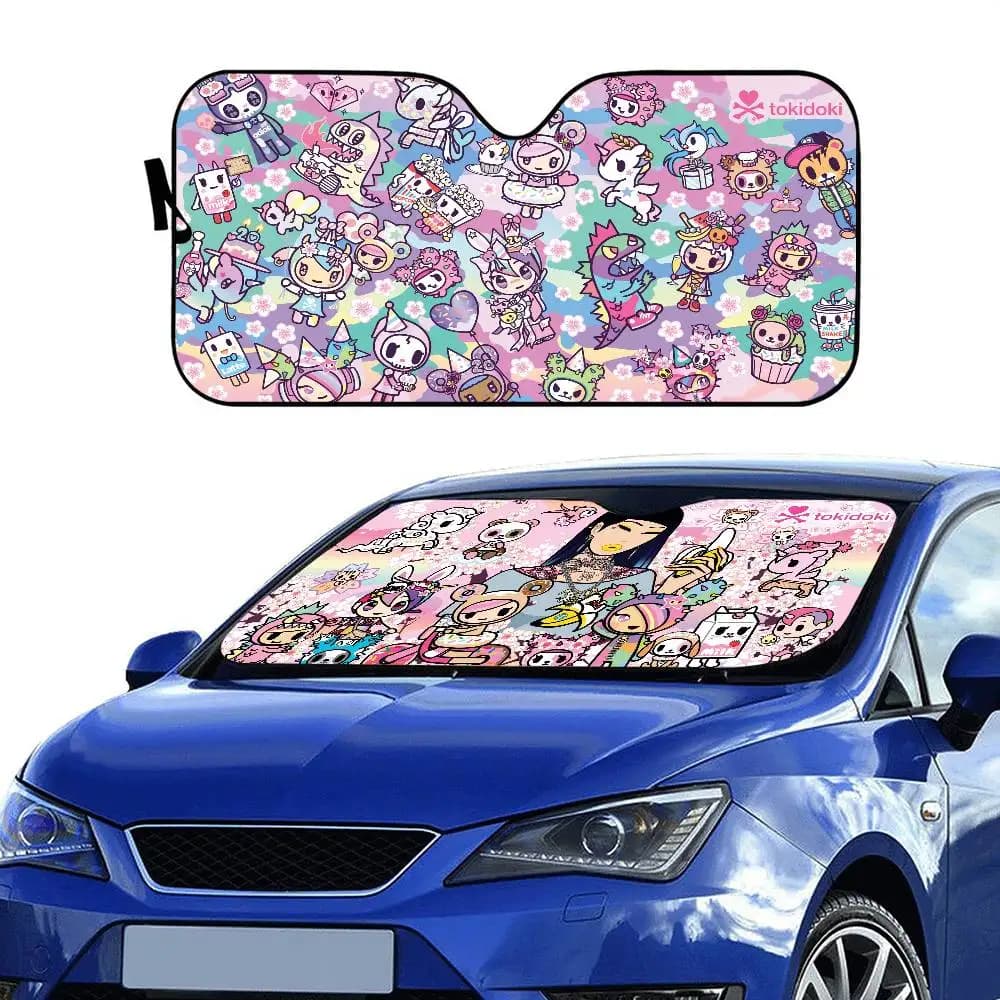 Pellicola Protettiva per Finestrini Auto con Motivi Anime Giapponesi Tokidoki, Parasole Riscaldato per Parabrezza, Nuovo Accessorio di Protezione Solare per Auto