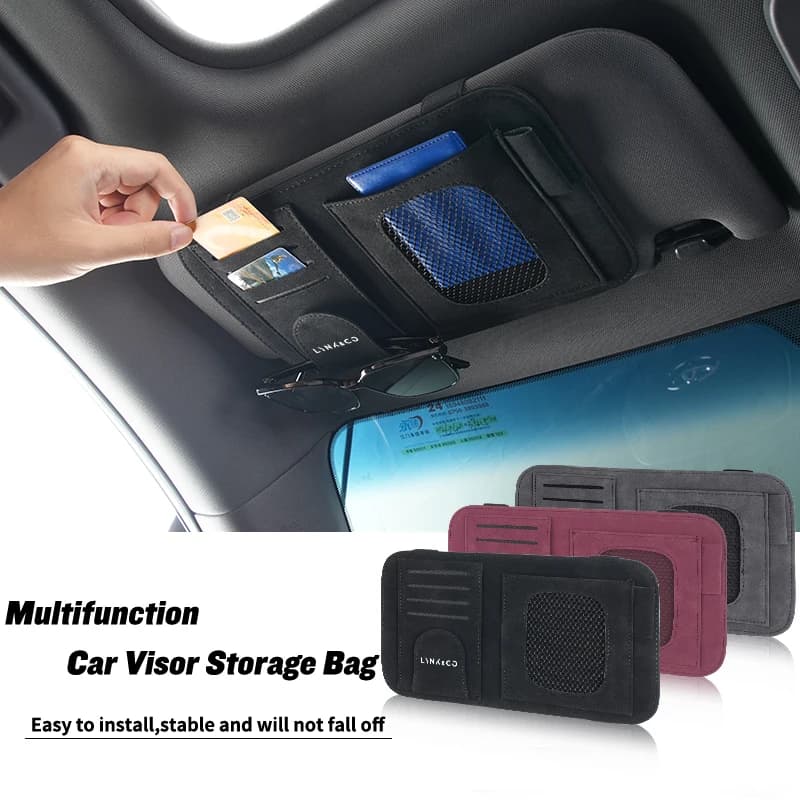 Car Visor Storage Bag Sunglasses Clip Card Holder Organizer Accessories For LYNK&CO Co 01 02 + Hatchback 03+ Phev 05+ Phev 06 09