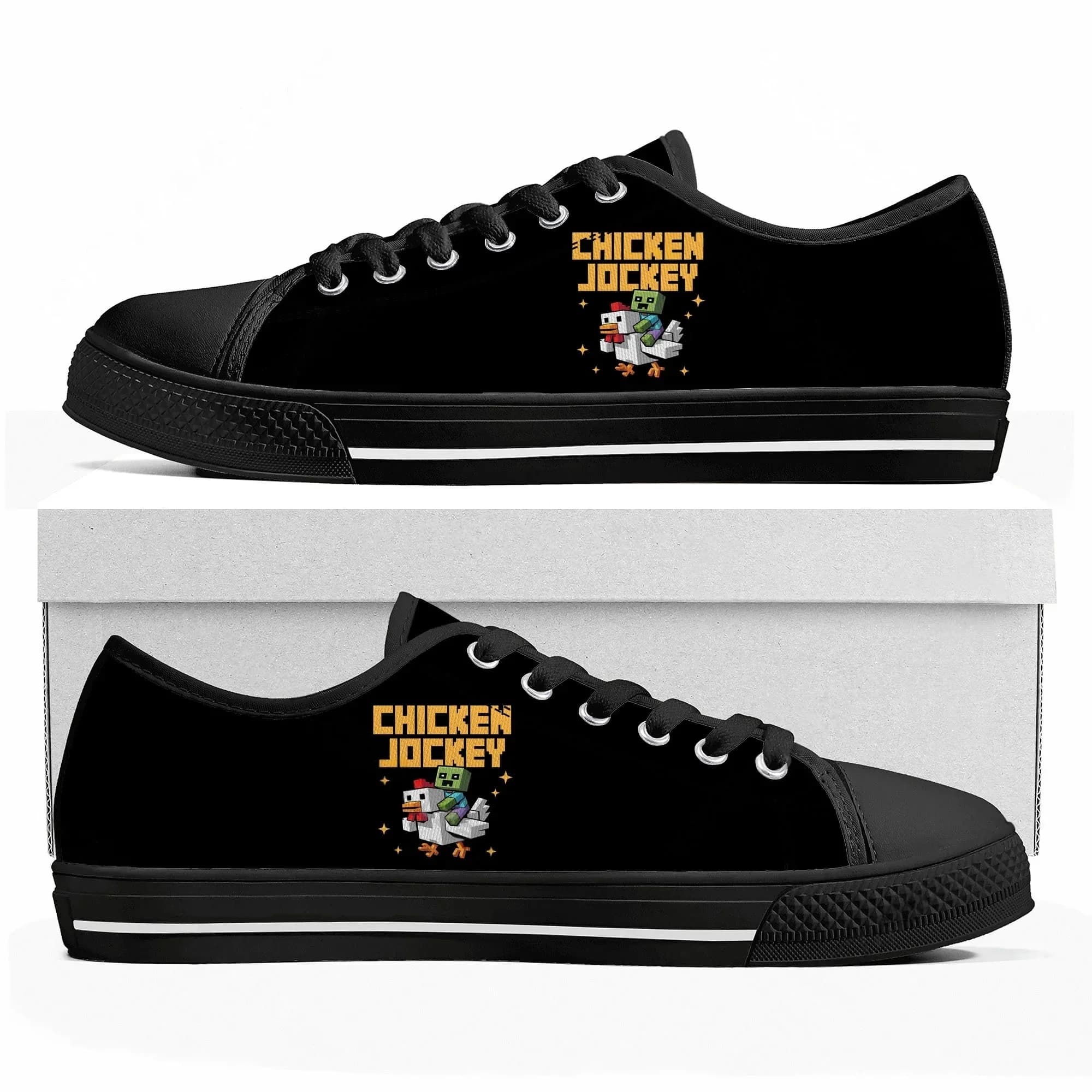 Chicken Jockey Zombie Pixel shoes Low Top Sneakers Mens Womens Teenager Canvas Sneaker couple Casual Shoes Customize Shoe