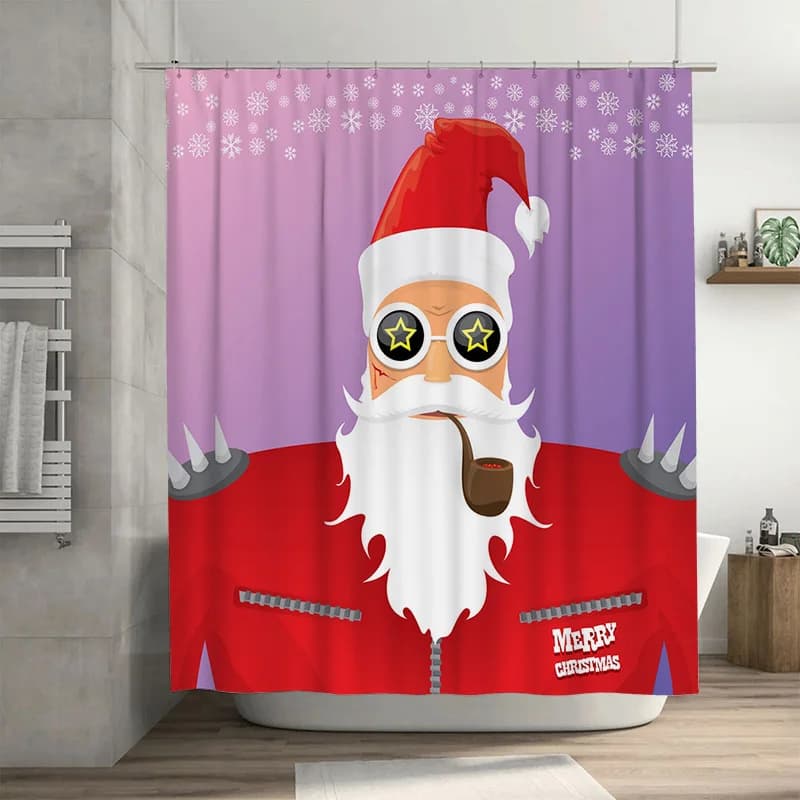 TU Natale Babbo Natale Tenda da bagno Tenda da doccia festiva per le vacanze Decorazioni di buon Natale Bagno di casa Sfondo impermeabile