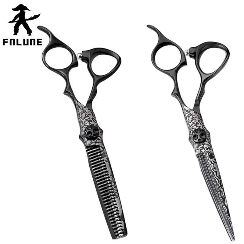 FnLune 6.0 Japan Steel Professional Hair Salon Scissors Cut Barber Accessories Haircut Thinning Shear Hairdressing Tool Scissors