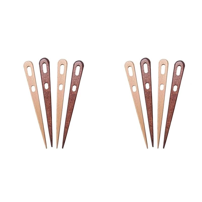 ABXD 8Pcs Large Eye Sewing Needle DIY Wooden Weaving Loomtools Tapestry Darning Two Big Eye Yarn Knitting Needlescraft