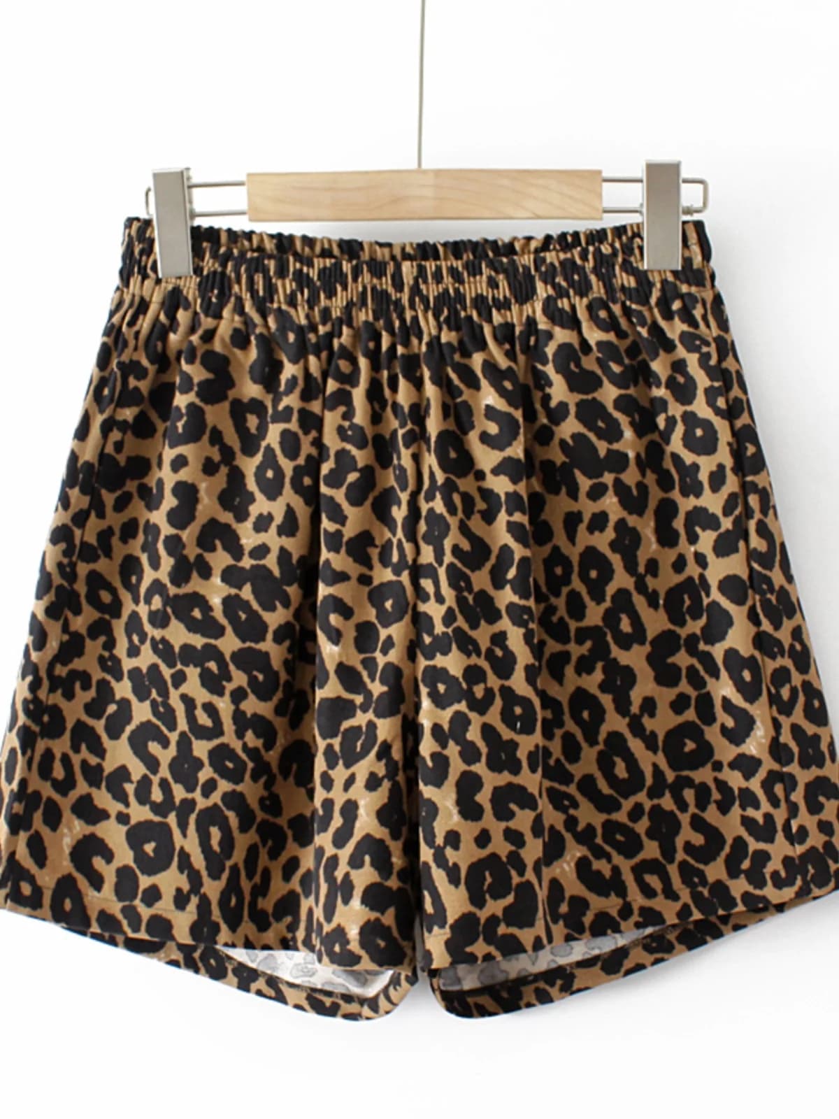 Summer plus Size Casual Pants Wide Leg Leopard Print Loose Waist Retro Style for plus Size Women High Waist Shorts