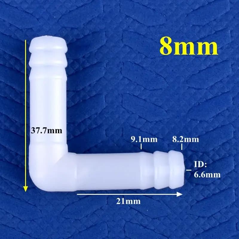 Connettore a Gomito in PE per Acquario, Connettore a Pagoda per Pompa d'Aria, Irrigazione Giardino, Tubo Acqua 8/10MM - Confezione da 5 Pezzi