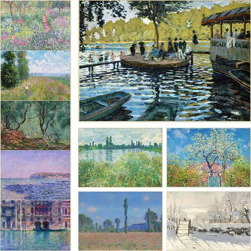 Claude Monet Exhibition Posters Canvas Oil Painting Garden Boat Lake Landscape Nature Landscape Wall Room Home Decor