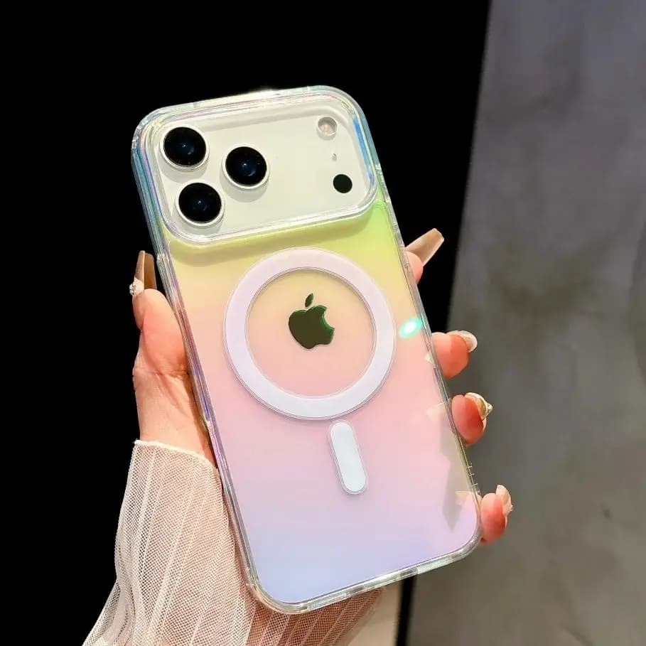 Transparent shaded magnetic wireless charging case for iPhone 17 Air 16 E 15 14 13 12 Mini 11 Pro Max 8 7 Plus XR X SE Cover