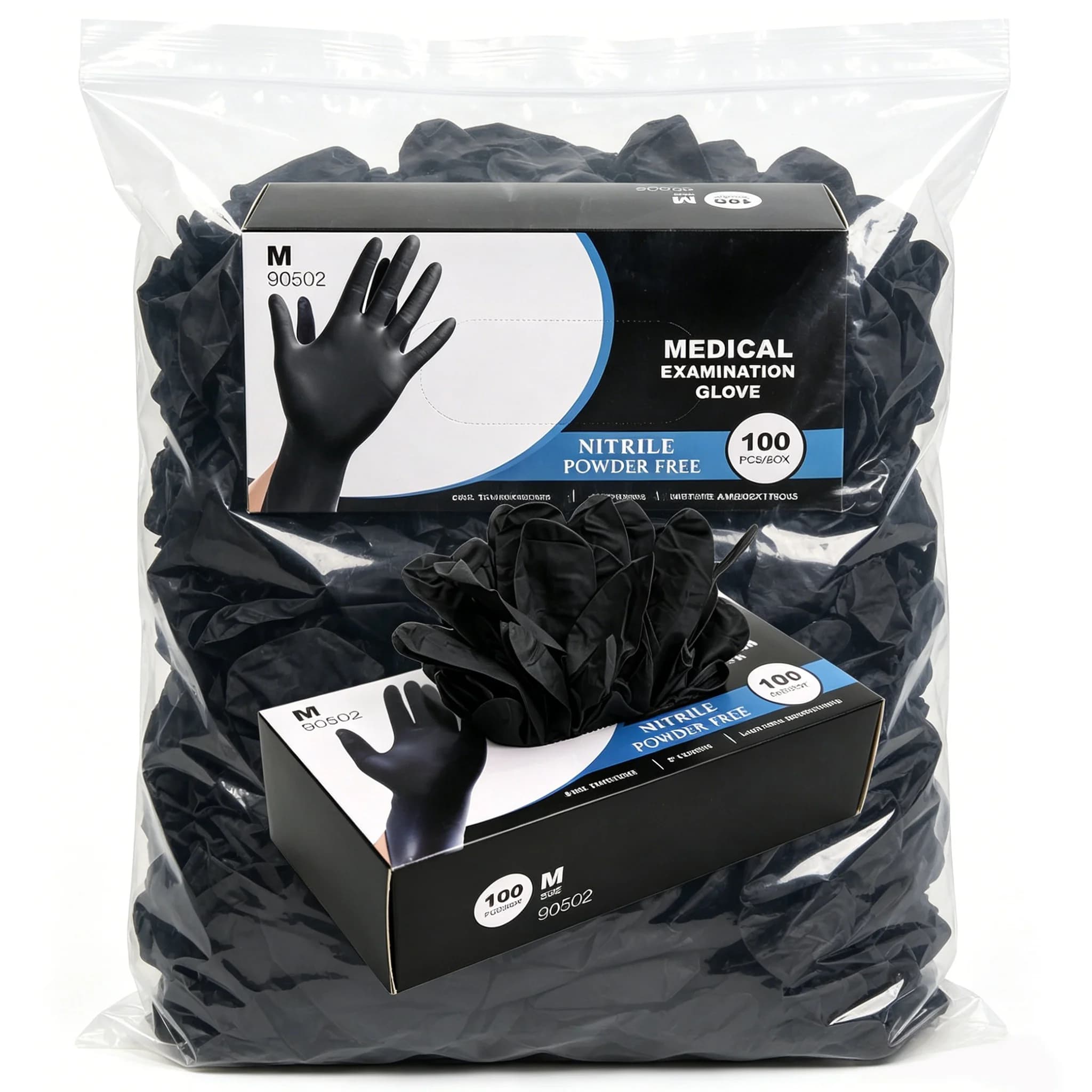 Black Nitrile Gloves Disposable Non-Sterile Textured Industrial Gloves for Auto Mechanic Household Cleaning Kitchen Tattoo