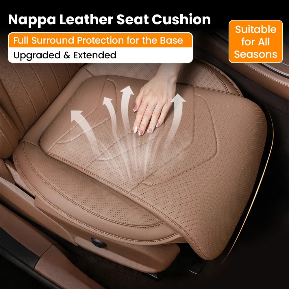 Nuovo Cuscino Universale per Sedile Auto in Pelle Nappa Traspirante, Antiscivolo, Protettivo, Accessorio di Lusso per Interni Auto