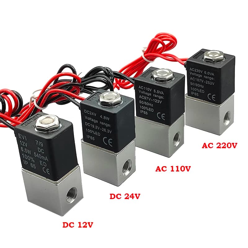 1/8 "DC 12V 24V AC 110V 220V Elettrovalvola a risposta rapida 2 vie Normalmente chiusa N/C Valvola pneumatica per gas aria acqua ad azione diretta