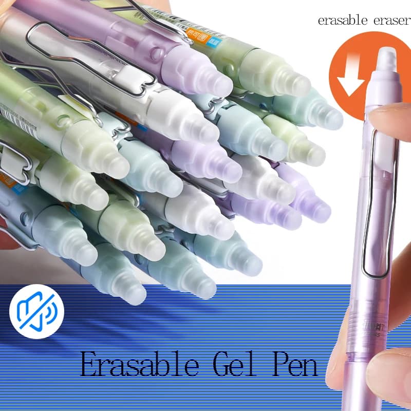 Penna gel cancellabile M&G, design silenzioso, impugnatura in gomma morbida, cartuccia ricaricabile, blu cristallo, ideale per studenti e ufficio U