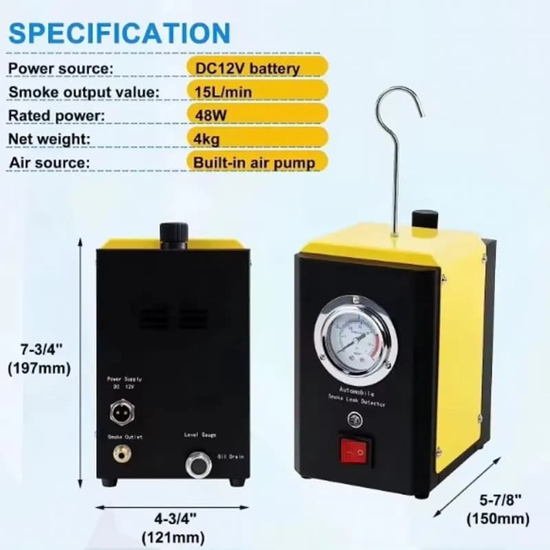 Macchina del fumo automobilistica Tester diagnostico alimentato a batteria Diagnosi auto Analizzatore efficiente per auto Rilevatore di perdite di fumo