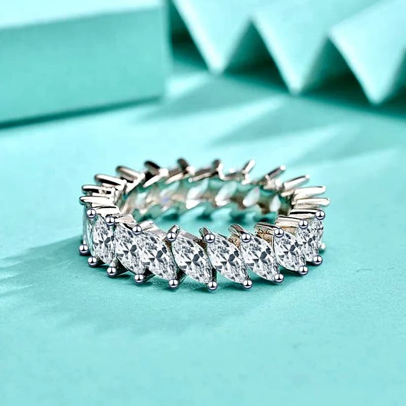 Anello con zircone a forma di occhio di cavallo, anello in argento sterling 925, bracciale personalizzato europeo e americano da donna con chiusura a bocca chiusa