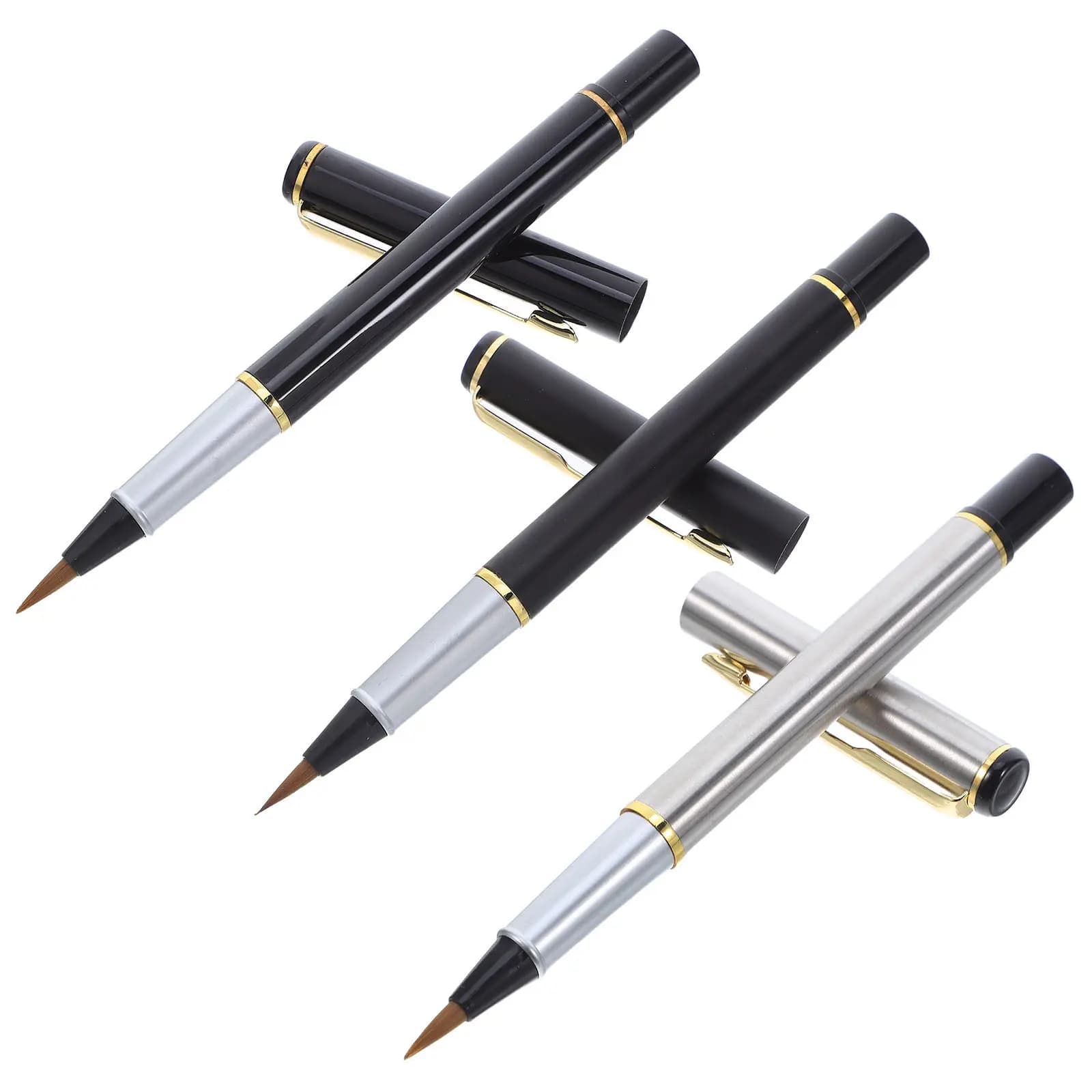3Pcs Refillable Calligraphy Pen Set Portable Fountain Brush Pen Soft Tip Chinese Handwriting Tool for Artists Beginners Sumi