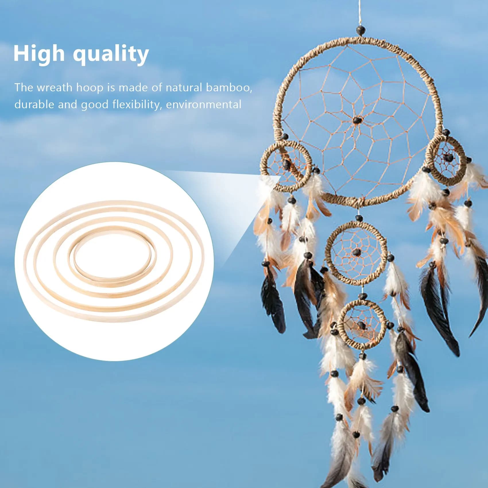 Wooden Rings,Bamboo Floral Hoops Wreath Rings Macrame Hoop Rings for DIY Wedding Christmas Wreath,Dream Catcher Crafts