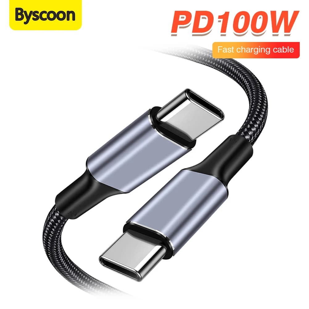 Cavo USB-C a USB-C da 100W, PD 5A, per trasferimento dati e ricarica rapida, compatibile con iPhone 16, Xiaomi POCO F3, Samsung, Redmi, Macbook