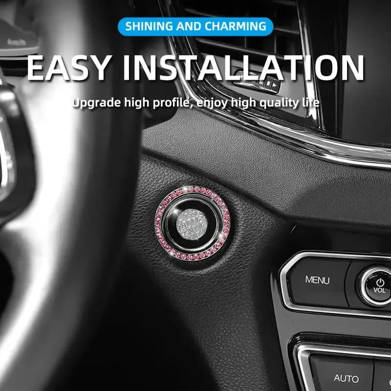 Adesivo per avviamento con un clic per auto Pulsante interruttore di avviamento per auto Adesivi decorativi con diamanti per auto Strass