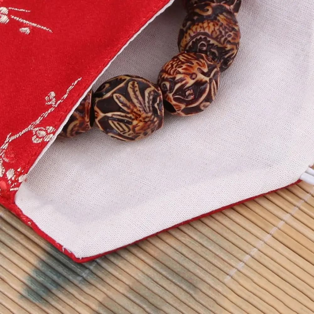Smooth Satin Jewelery Bag Buckle Floral Jewelery Storage Bag Purse Chinese Style Wallet Children