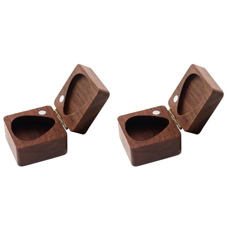 T22C 2X Guitar Pick Box Walnut Guitar Pick Storage Case Holder Organizer For Bass Ukulele Musical Instrument Accessories