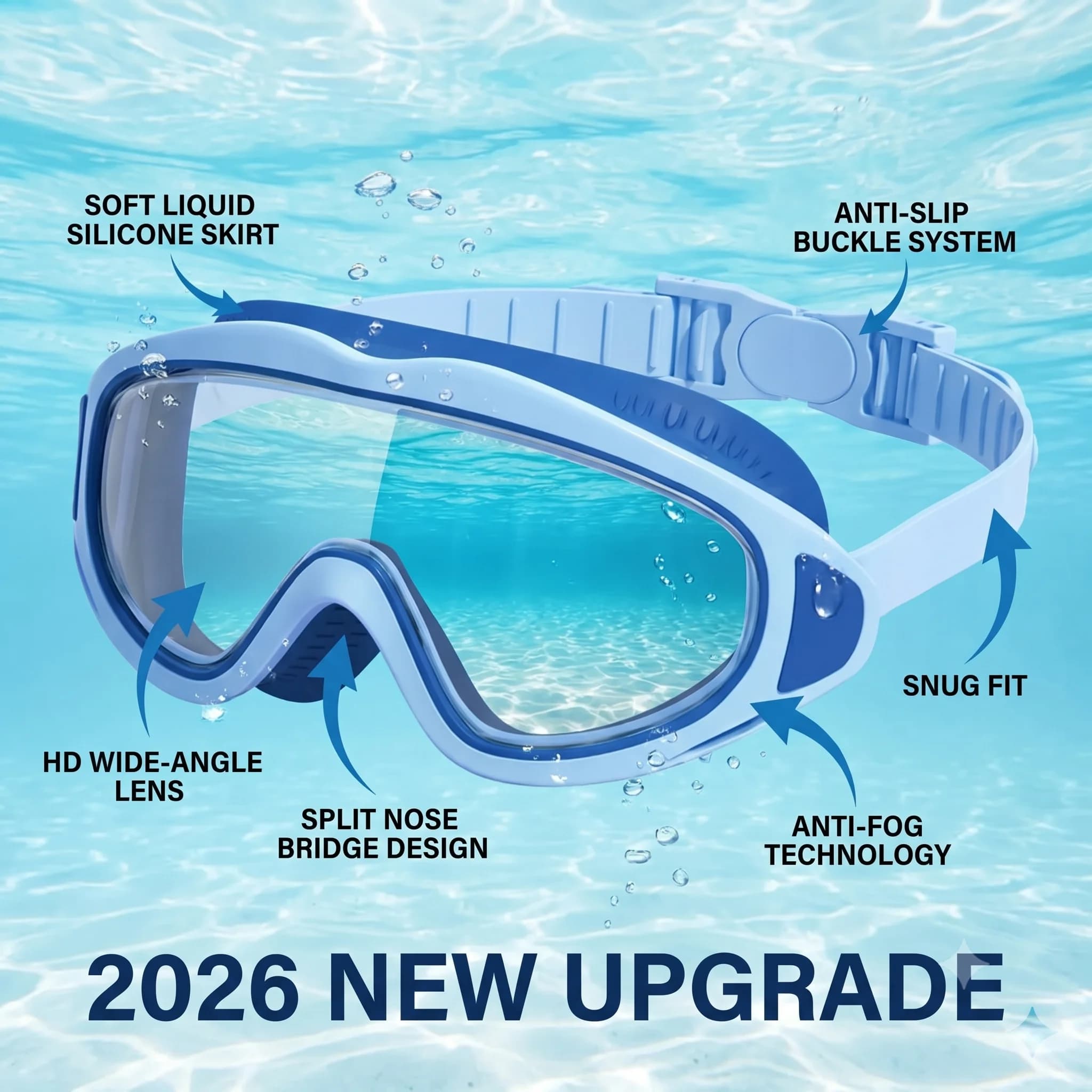 2026 New Upgrade Swimming Goggles For Kids Children Ages 3-14 Swimming Pool Glasses Kids Beach Goggles For Diving Summer Vacatio