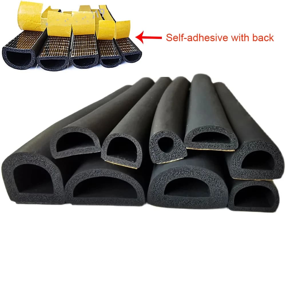 1-5M D-Shape EPDM Self-Adhesive Sealing Strip For Door And Windows Car Electric Box Machinery Anti-Dust Waterproof Weatherstrip