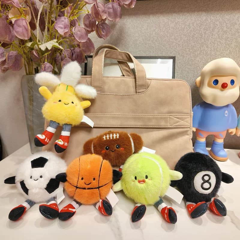 Simpatico basket calcio tennis baseball biliardo peluche palla portachiavi morbido peluche palla cuscino giocatore souvenir regalo di compleanno