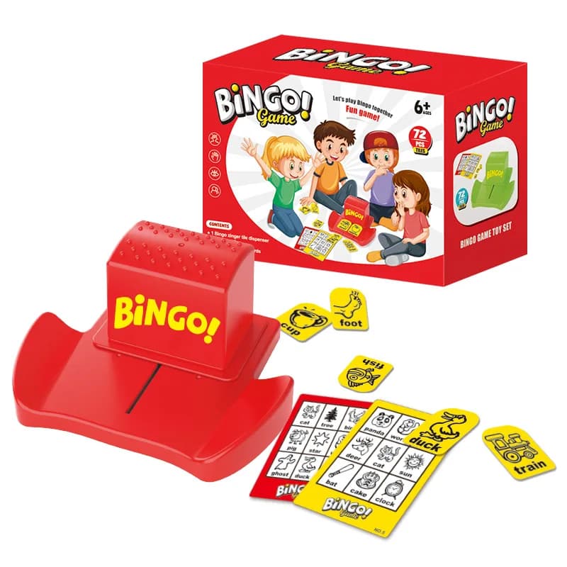 Gioco di carte Bingo BIN GO GAME Macchina per l'apprendimento delle carte Focus su grafica, numeri, parole inglesi, carte, giochi da tavolo, puzzle