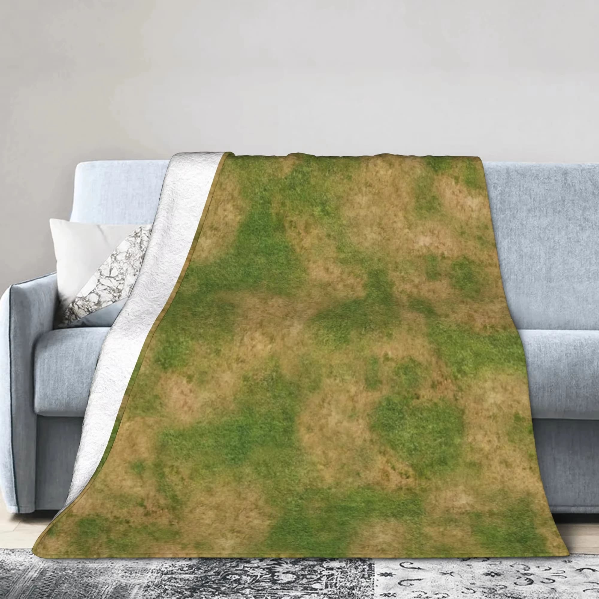 Coperta in pile Grassland Greenenery | Super caldo e confortevole | Coperta decorativa per la casa per ufficio e spazio abitativo