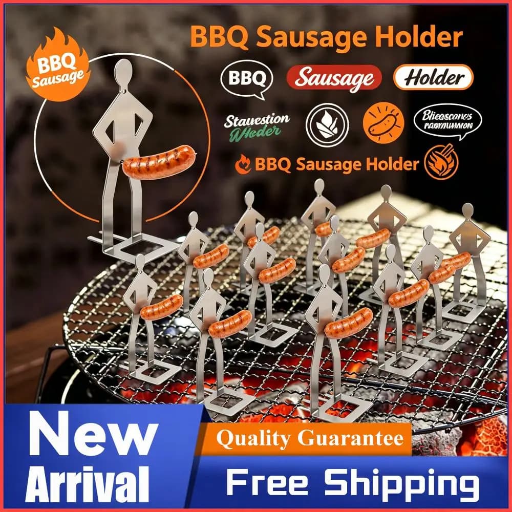 Supporto per Salsicce in Acciaio Inox per BBQ, Regalo Originale per Feste e Campeggio, Divertente Griglia per Hot Dog Riutilizzabile per Campeggio all'Aperto