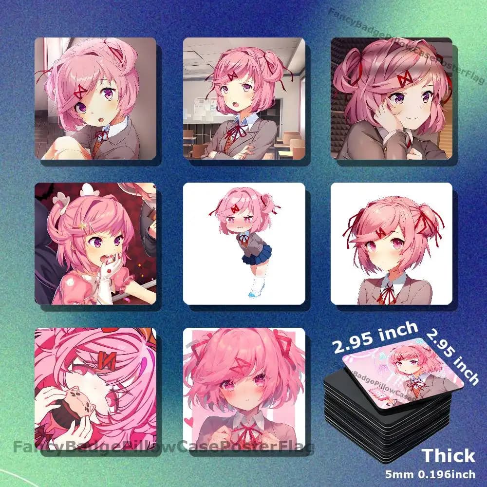 N-Natsuki D-Doki DDLC Acrylic Refrigerator Magnets Square Tiles with Magnetic Sheets for Home Decoration