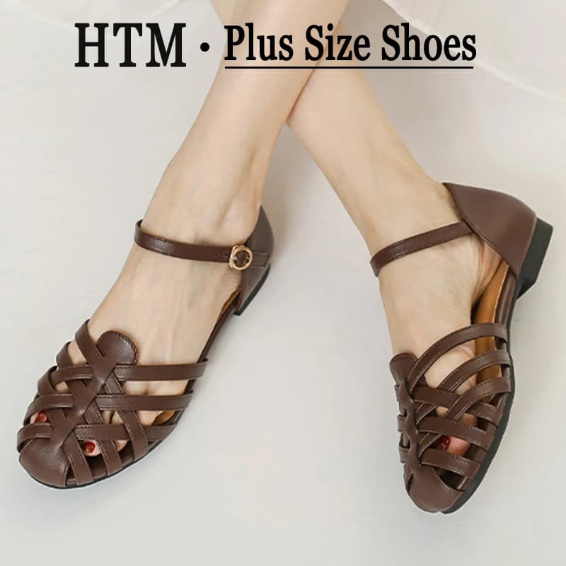Sandali di lusso firmati, con tacco basso e punta chiusa, da donna, per l'estate, da indossare all'aperto, stile romano - Zapatos De Mujer