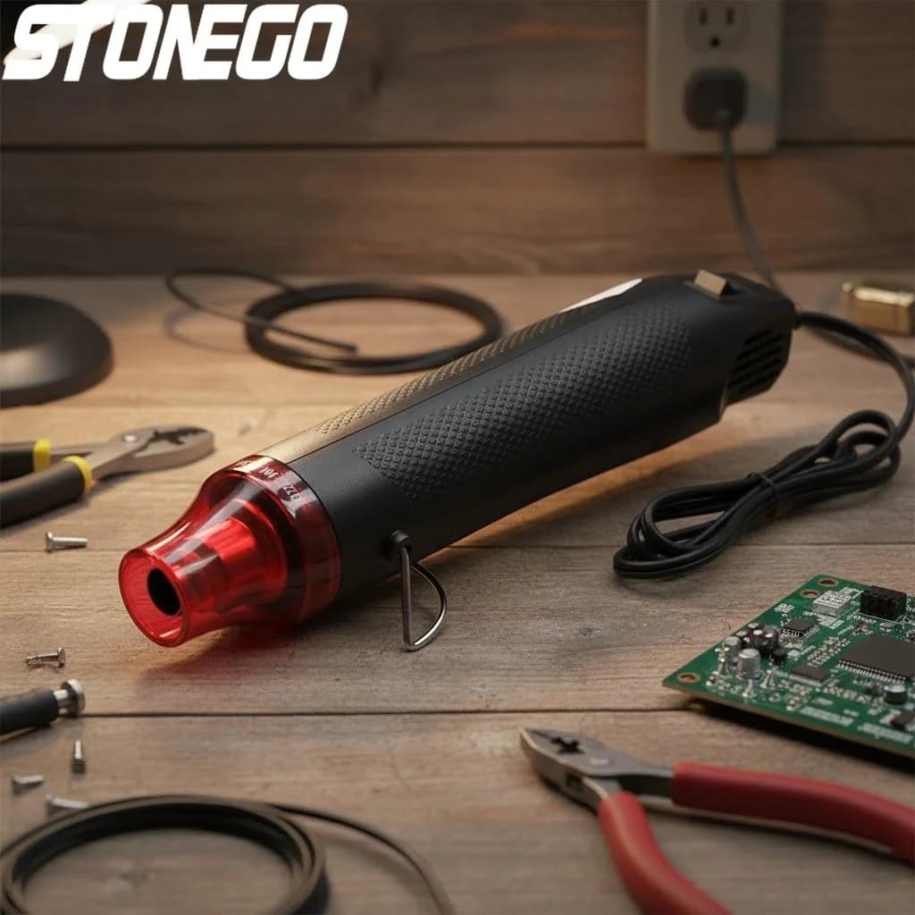Pistola Termica Fai-da-Te 110V/220V, Utensile Elettrico ad Aria Calda 300W con Controllo della Temperatura e Supporto Regolabile per Imballaggio Termoretraibile e Lavori Artigianali