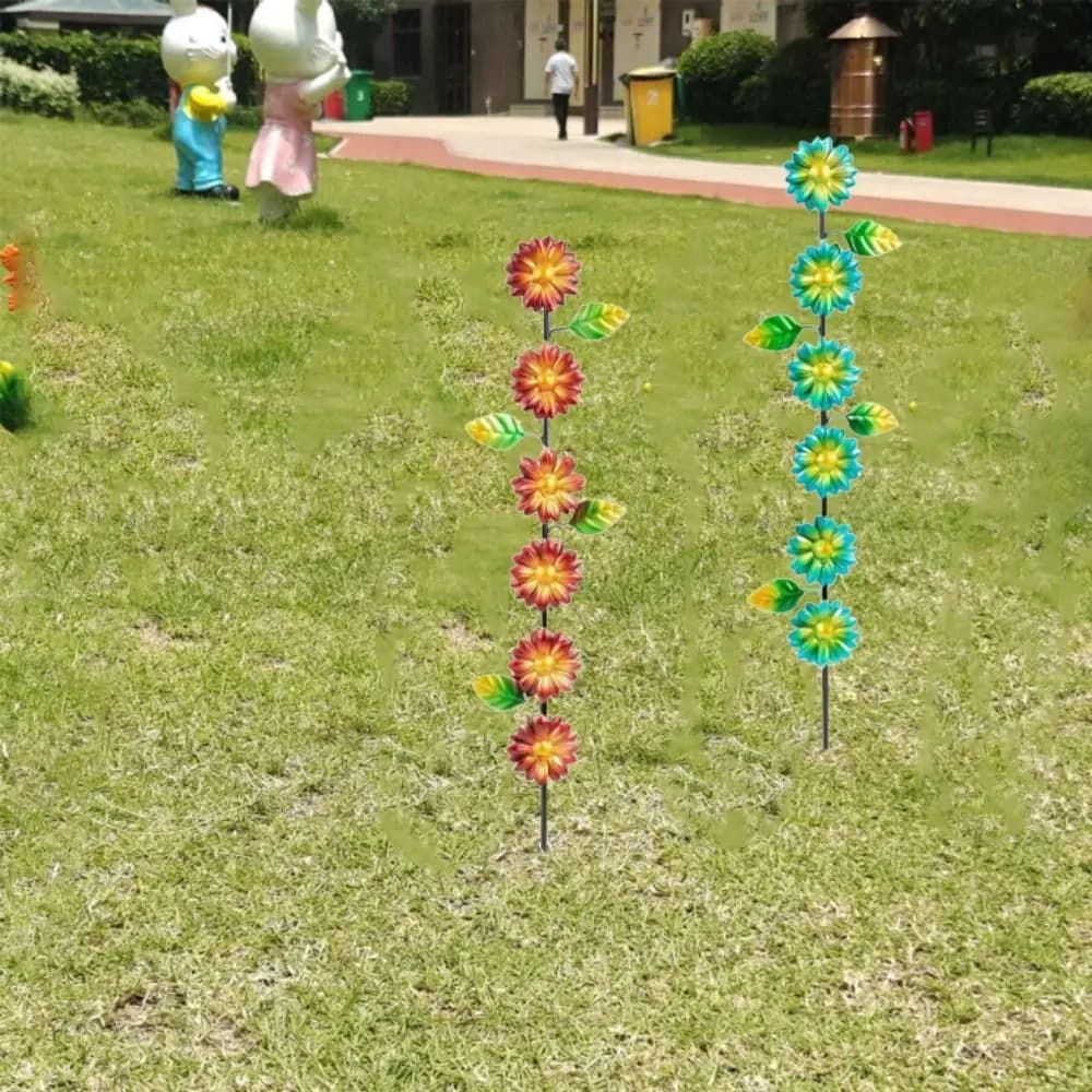 3pcs Landscape Decoration Metal Decorative Garden Stakes Plant Shaped Art Flower Ground Stake Creative Garden Pile Flower Pot