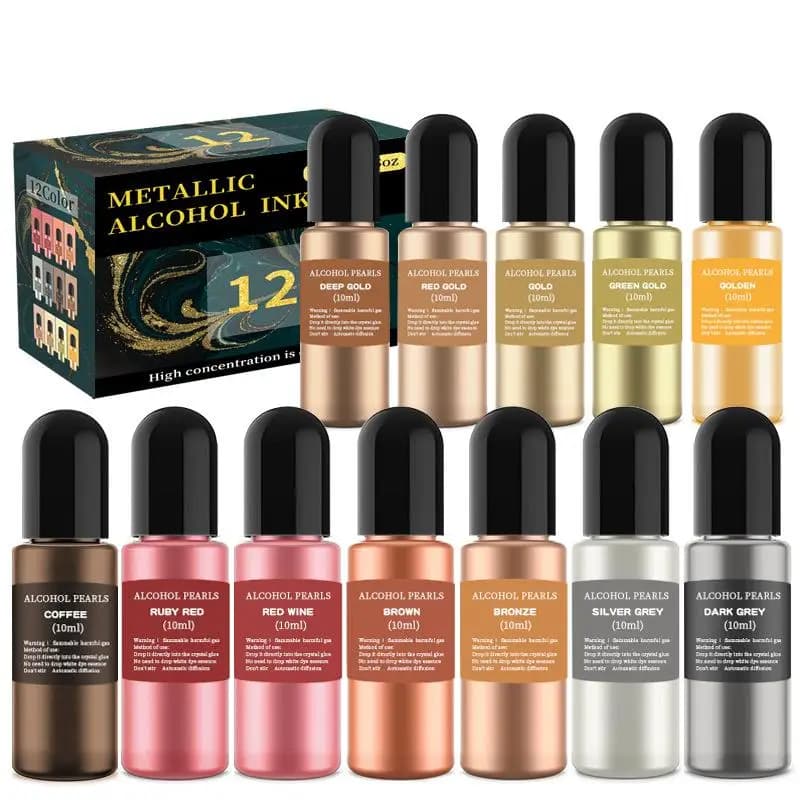 1 Set Resin Pigment Kit Art Ink Alcohol Liquid Coloring DIY Print Epoxy Resin Creating Jewelry Set of Epoxy Color Pigments