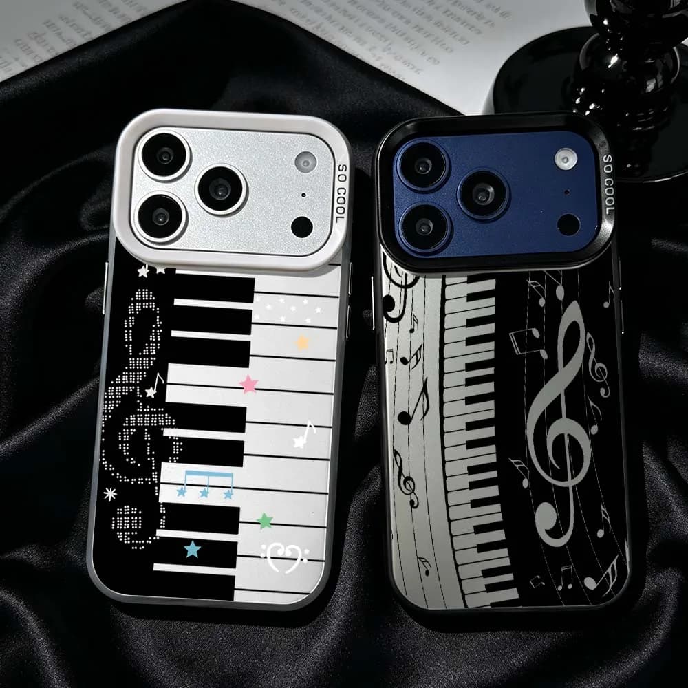 Piano Music Notes Phone Case For iPhone 17 Air 16 15 14 13 12 Mini 11 Pro Max Plus Shockproof Plating Matte Cover