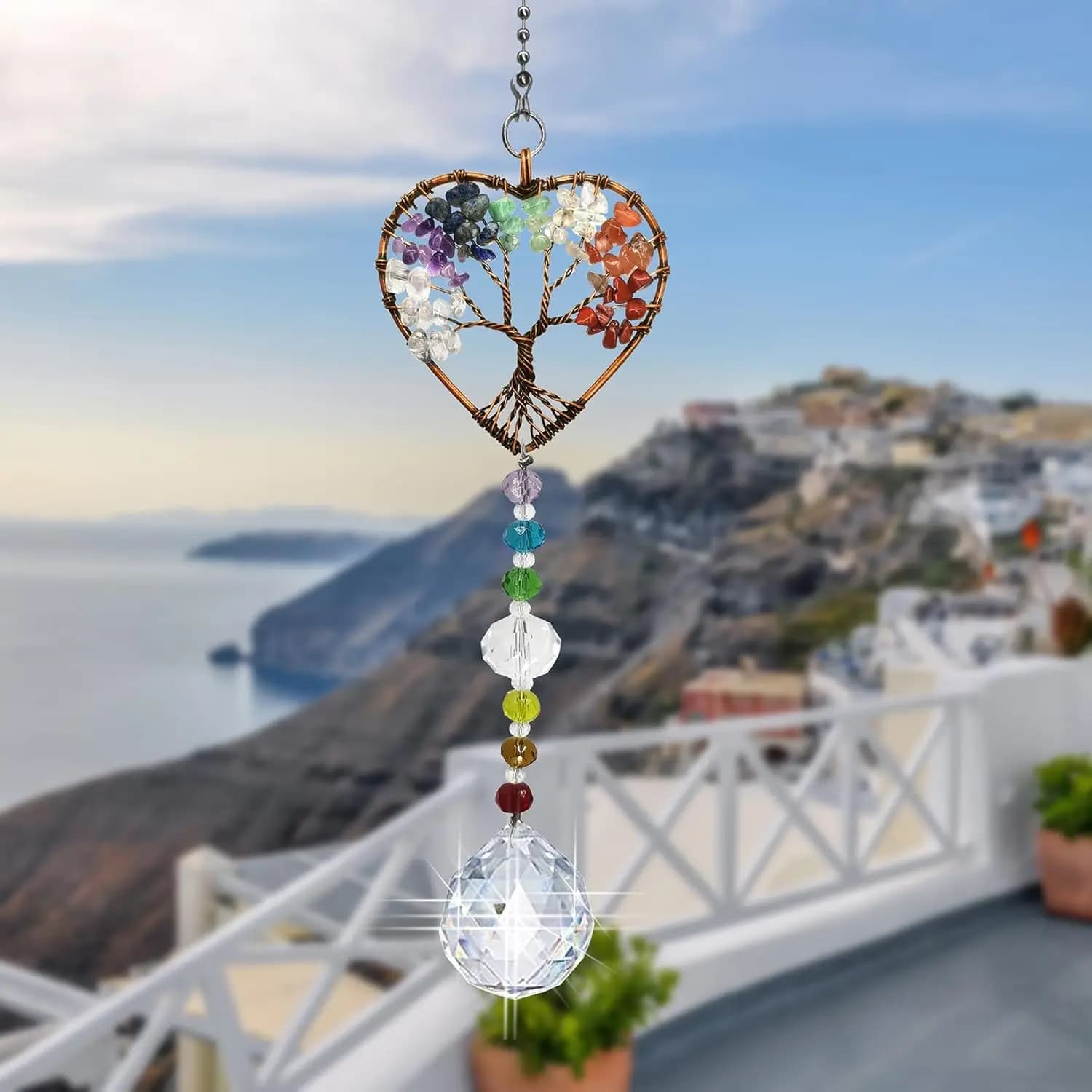 1PC Window Hanging Suncatcher with Crystal Tree of Life Suncatcher Garden Hanging Rainbow Maker Ornament