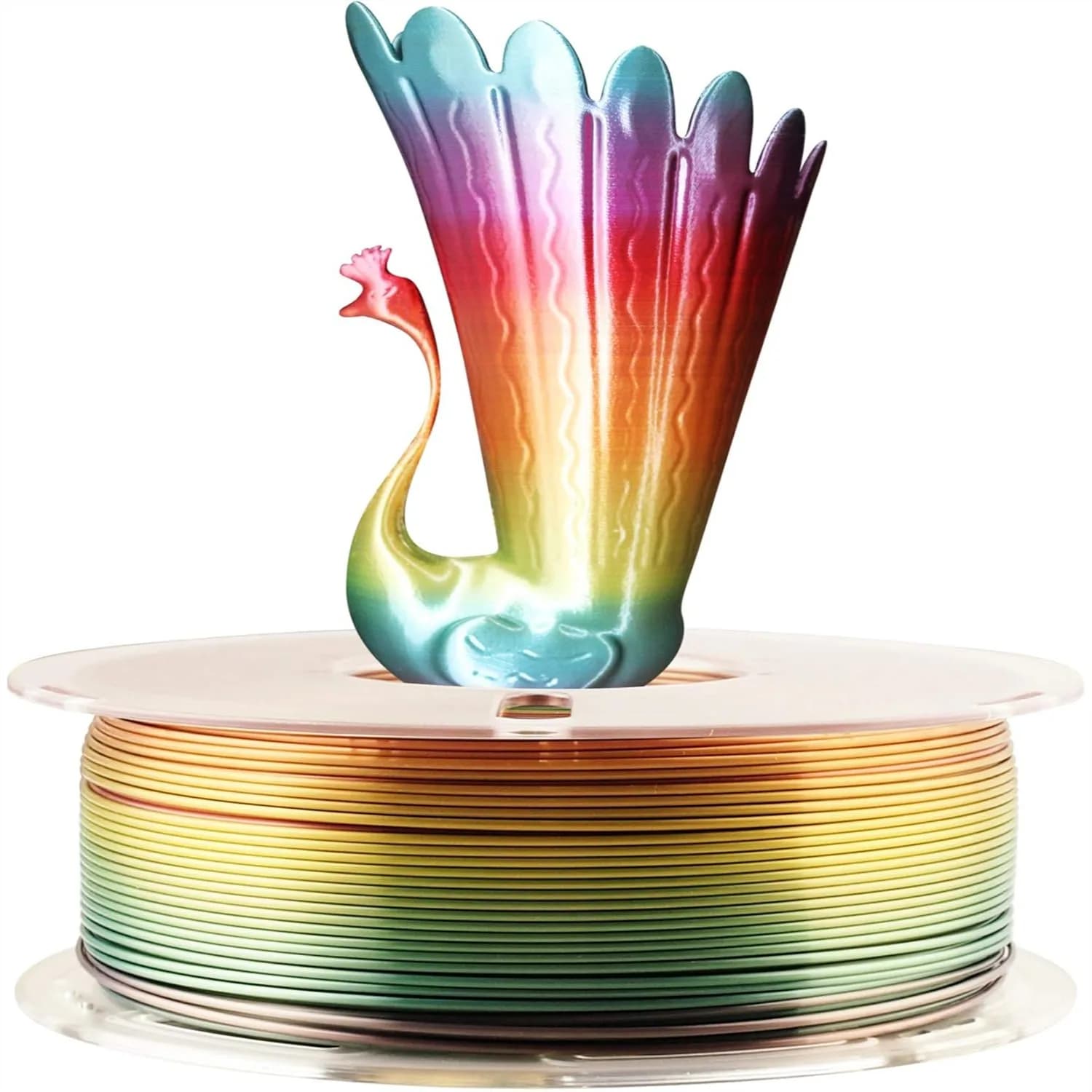 Filamento PLA Seta Arcobaleno a Cambio Colore Rapido 1.75mm, Materiale per Stampante 3D Bobina da 1kg, Multicolore Sfumato Lucido per Stampanti FDM