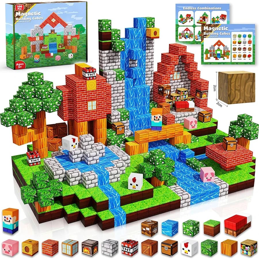 Blocchi magnetici Cubo di costruzione magnetico Gioco Costruzioni Giocattoli per bambini STEM Montessori Giocattolo impilabile Piastrelle sensoriali Giocattoli da costruzione