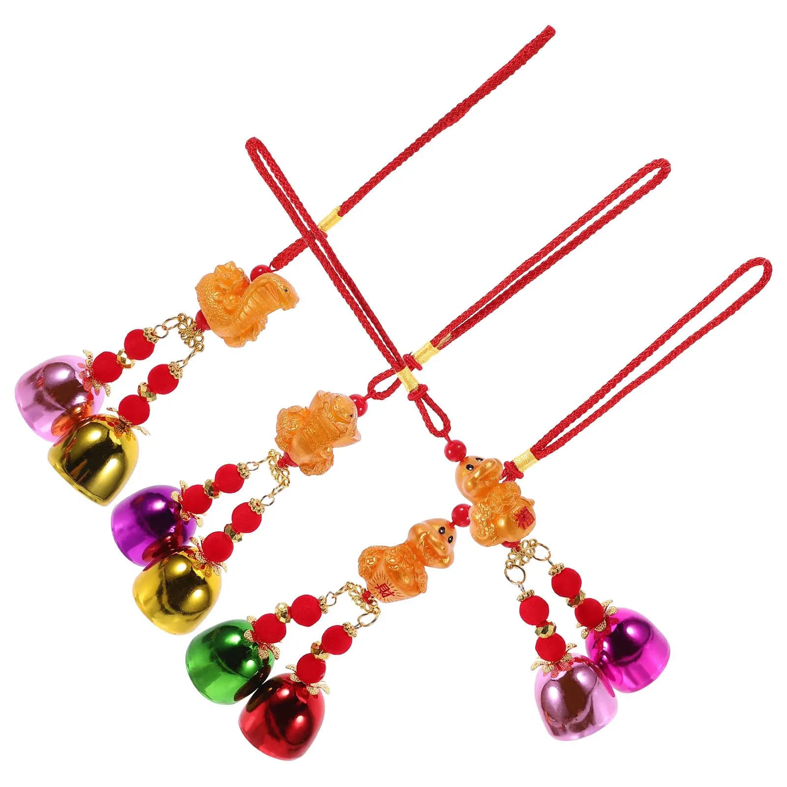 4Pcs Resin and Aluminum Alloy Snake Bell Wind Chimes Outdoor Hanging Bells Festive Chinese Ornament Small Wind Chimes for Garden